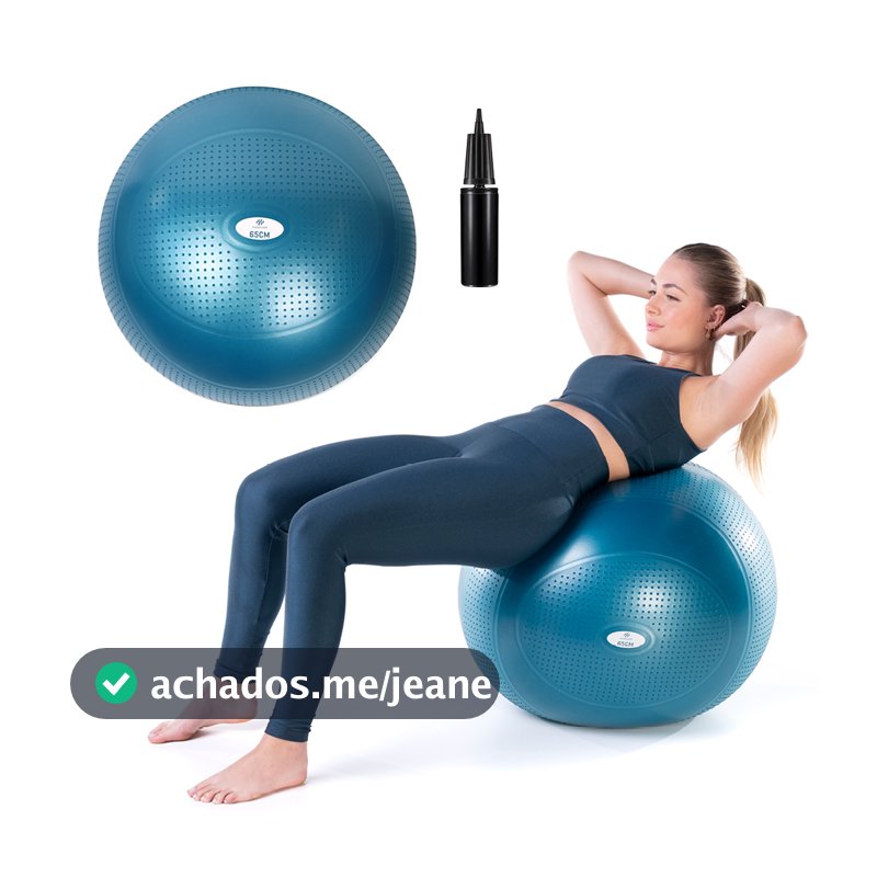 Bola Pilates Suiça Yoga 65cm Ginástica Abdominal e Muscular com Tecnologia Anti-Estouro EssenceFit
