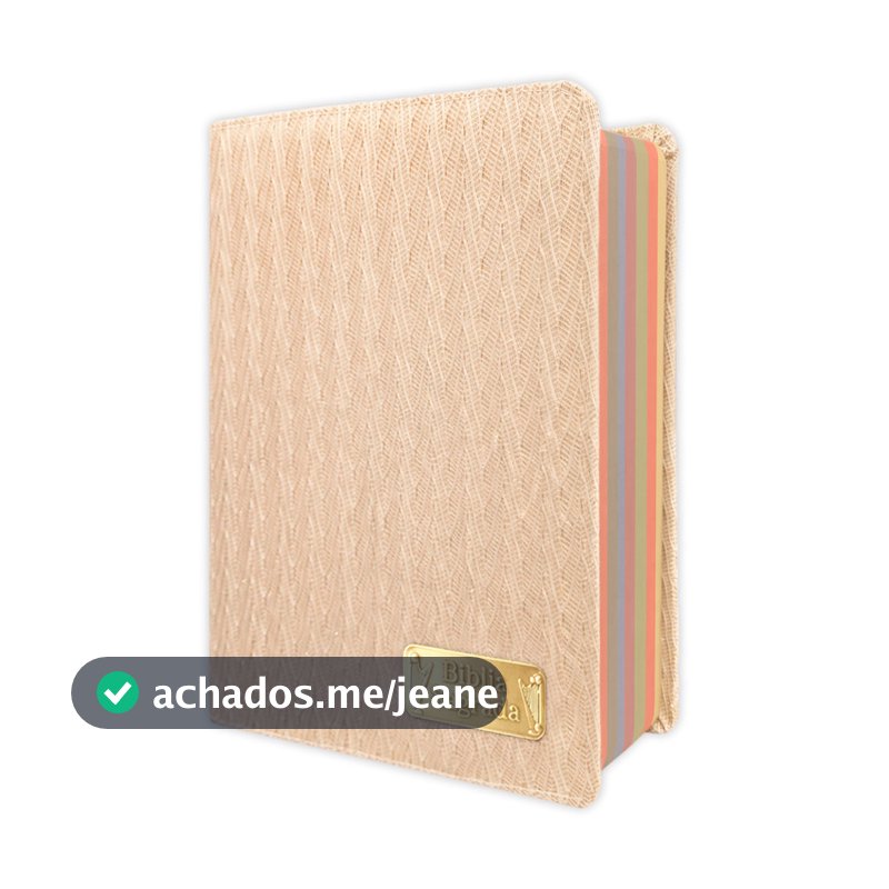 Bíblia Sagrada - Hipergigante Gold Glitter Creme Estria | ARC - João Ferreira de Almeida - Harpa e Índice por Cores