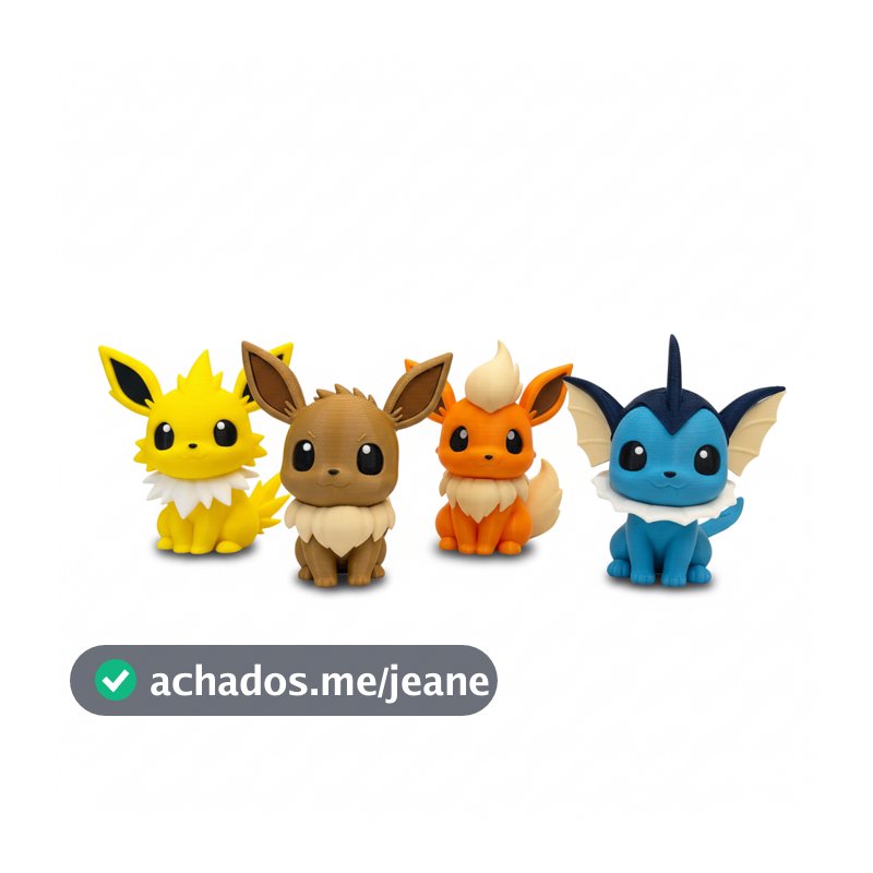 Action Figure Pokémon Eeveelutions Eevee Vaporeon Jolteon Flareon Impressão 3D Colecionável Geek Anime Decorativo