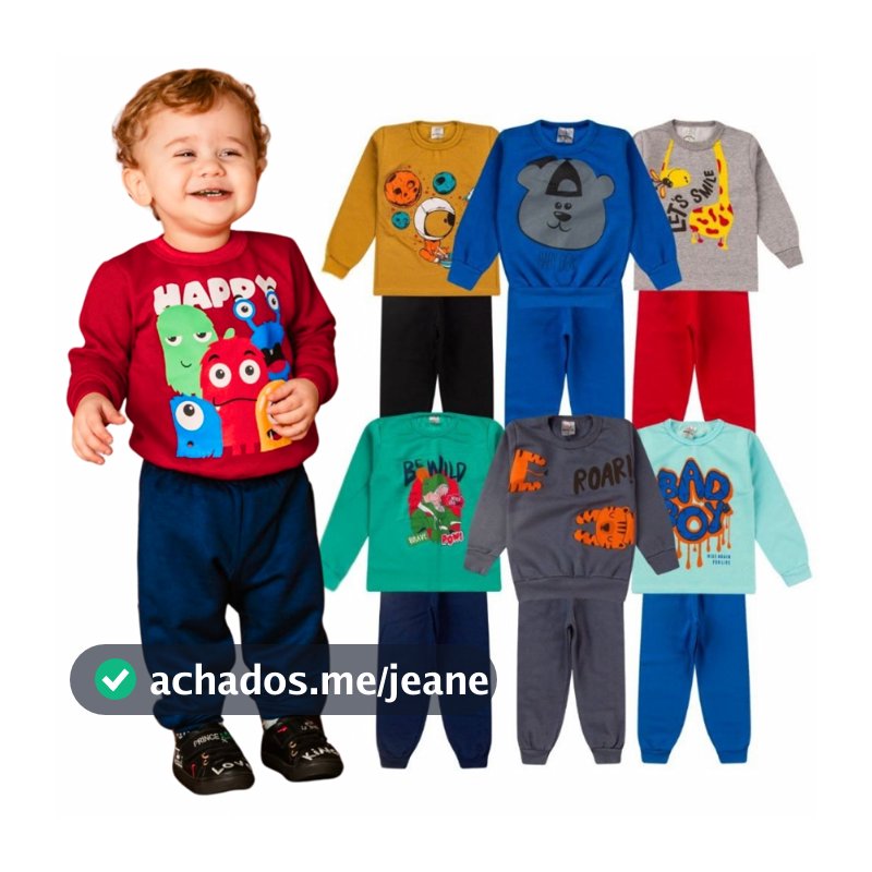 Kit 6 Peças Moletom Infantil Menino Conjunto 1 ao 14 Masculino Inverno Manga Longa
