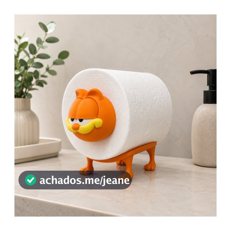 Porta Papel Higiênico Decorativo Gato Garfield Suporte Criativo para Banheiro Organizador Funcional