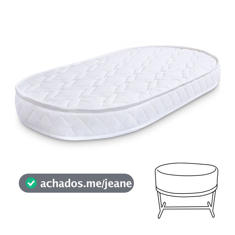 Colchão para Moisés Oval de Berço Infantil Bebê Antialérgico 138x68x10cm BF Colchões