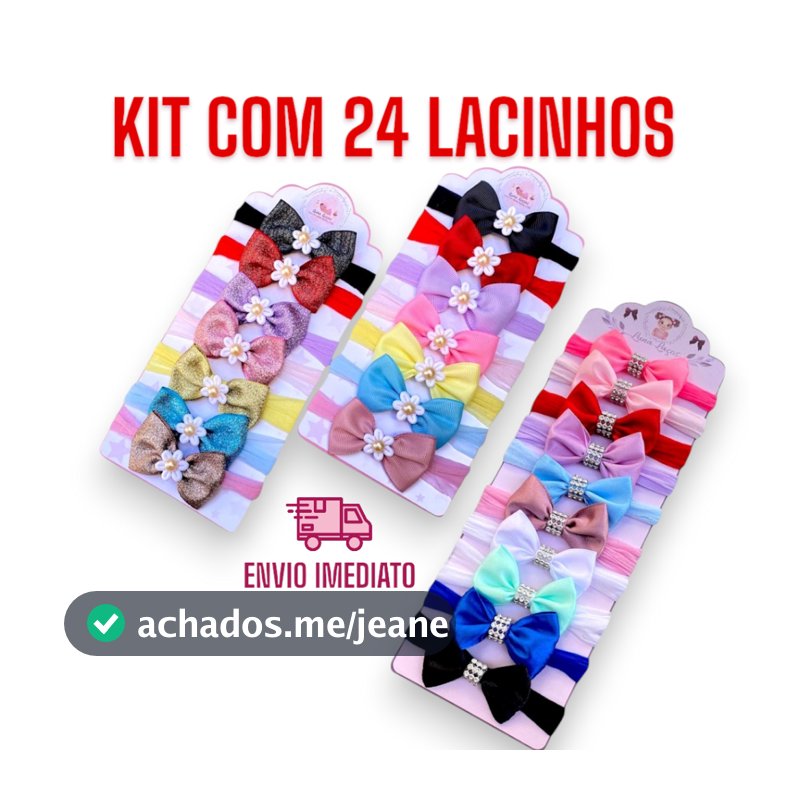 Kit 24 Faixas Laço para Bebê | Tiaras Confortáveis RN Menina | Acessório Infantil