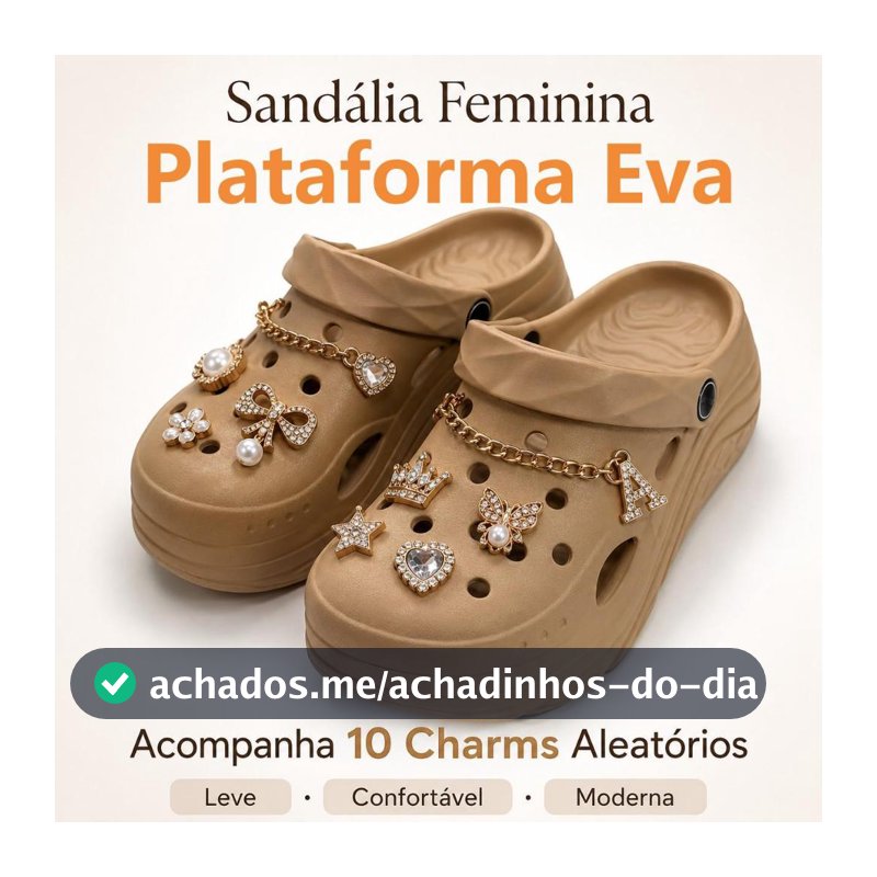 Sandália Babuche Feminina em EVA Plataforma Leve e Confortável com 10 Acessórios para Personalização Estilo e Funcionali