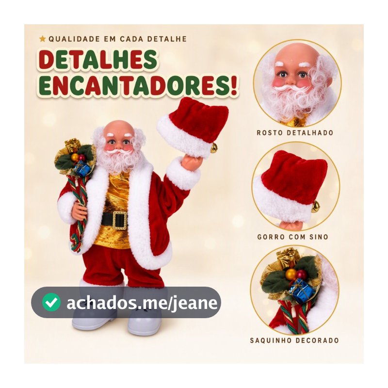Papai Noel Tira Gorro Musical Canta E Dança Elétrico Enfeite Natalino Presente Decoração Natal
