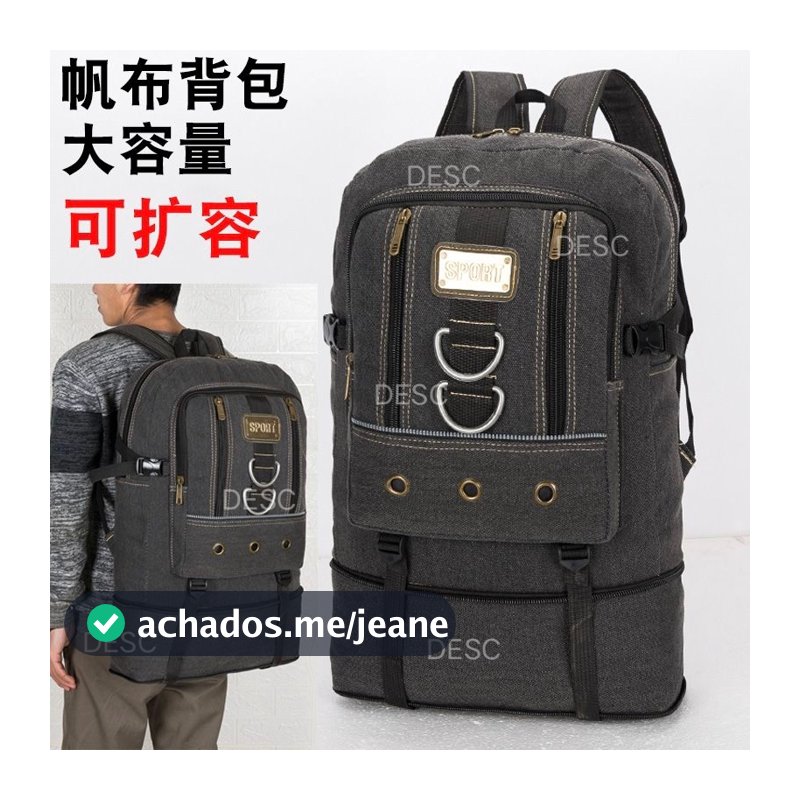 Mochila Grande De Lona 50 Litros Reforçada Para Viagens E Motoboys