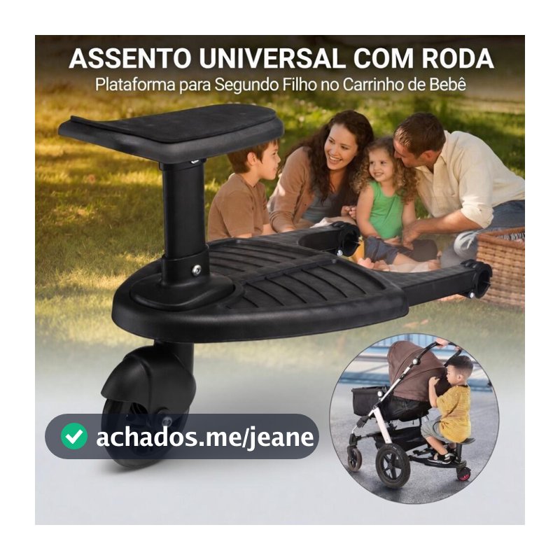 Assento Universal com Roda para Carrinho de Bebê Plataforma Segundo Filho Até 25KG