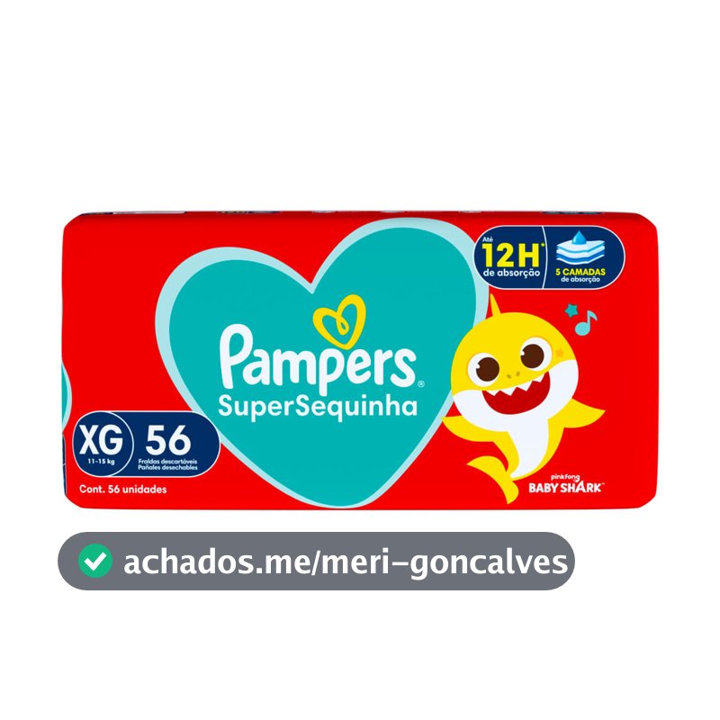 Fralda Pampers Supersequinha Tamanho XG 56 Unidades Descartáveis
