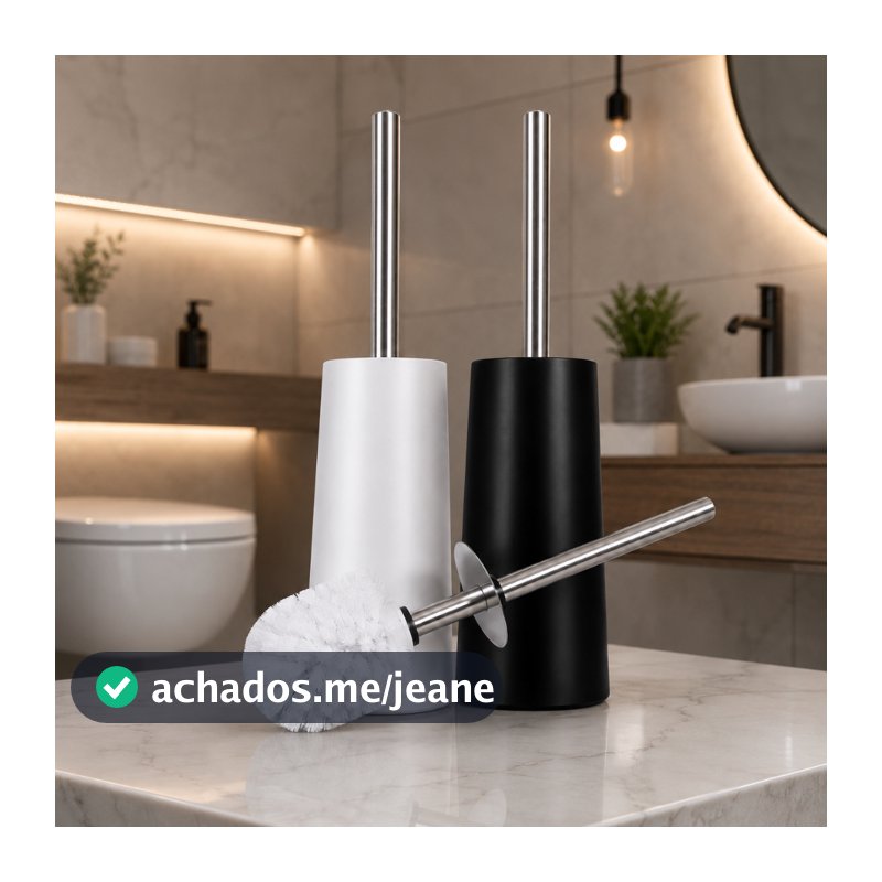 Escova Sanitaria Inox Com Base Banheiro Vaso Higienica Duravel Branca ou Preta Moderna Casa