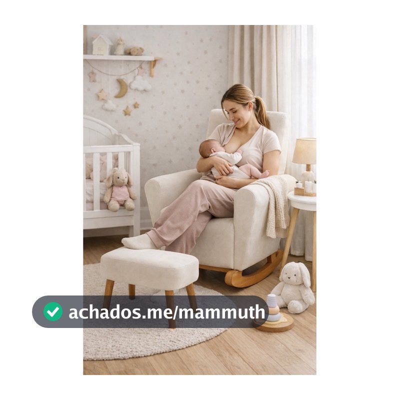 Poltrona Amamentação com Puff e Balanço Retrô Conforto Premium