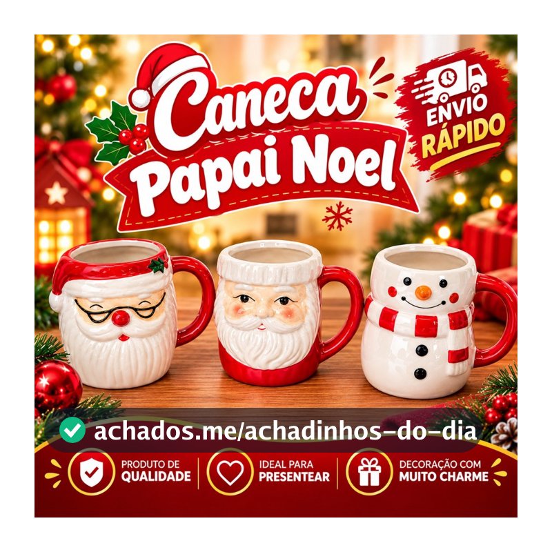 Caneca  papai Noel Porcelana Natal
