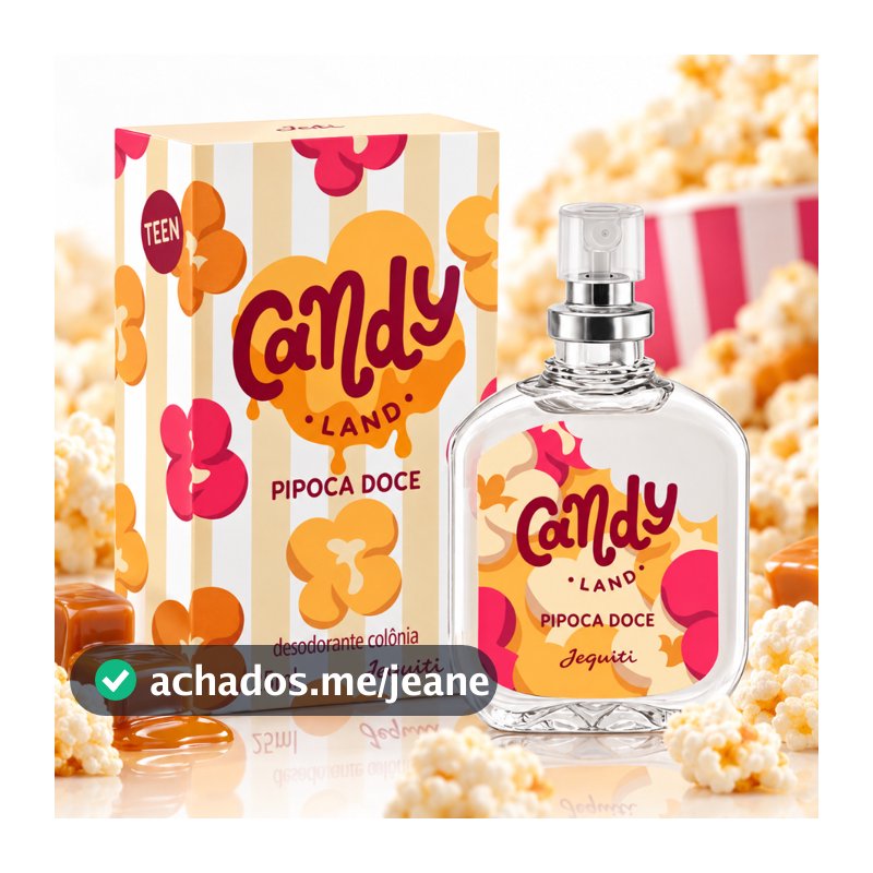 Perfume Feminino Candy Land Pipoca Doce Jequiti 25ml Original Fragrância Gourmand Doce com Notas de Caramelo e Baunilha