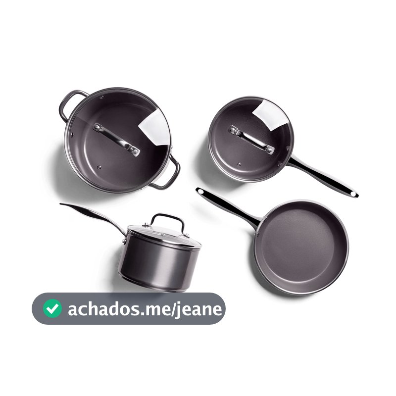 Jogo de Panelas com Fundo de Indução Brinox Ceramic Life Unique 4 Peças Cinza
