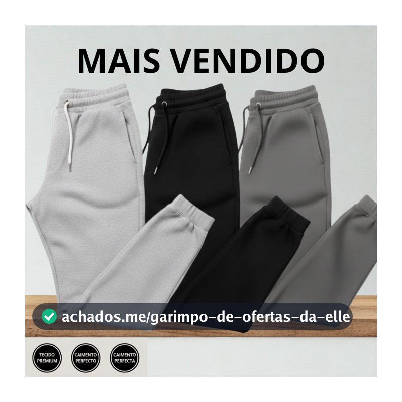 Kit Calça de Moletom Algodão unissex com Elástico e Punho Estilo e Conforto
