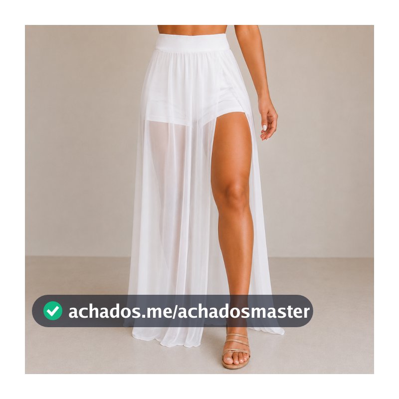 Short Saia Longa Tule Fenda Plus Size  Verão Feminina Moda Praia Ano Novo Reveillion