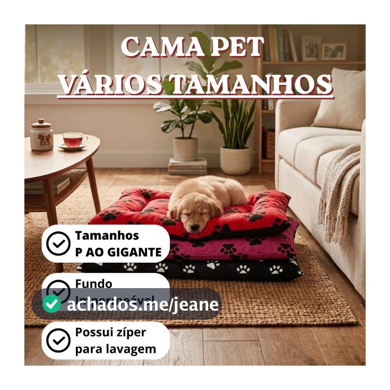 Cama Pet Colchonete Cão Gato P M G GG XGG Caminha Lavável Zíper Tecido Resistente Diversas Cores