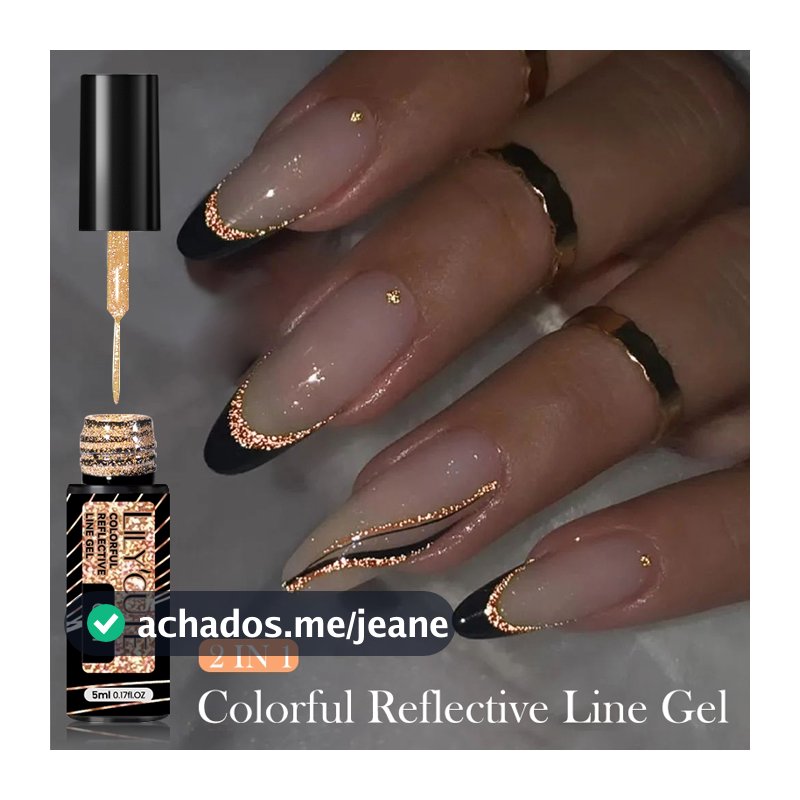 LILYCUTE 5ml Gold Diamente Esmalte em Gel Reflexivo Reflective Glitter Liner Gel Nail Polish Superflash Painting Esmalte