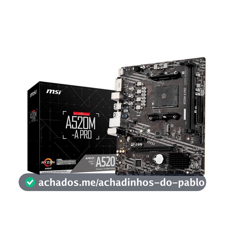 Placa-Mãe MSI A520M-A PRO, AMD AM4, mATX, DDR4, Preto - A520M-A PRO