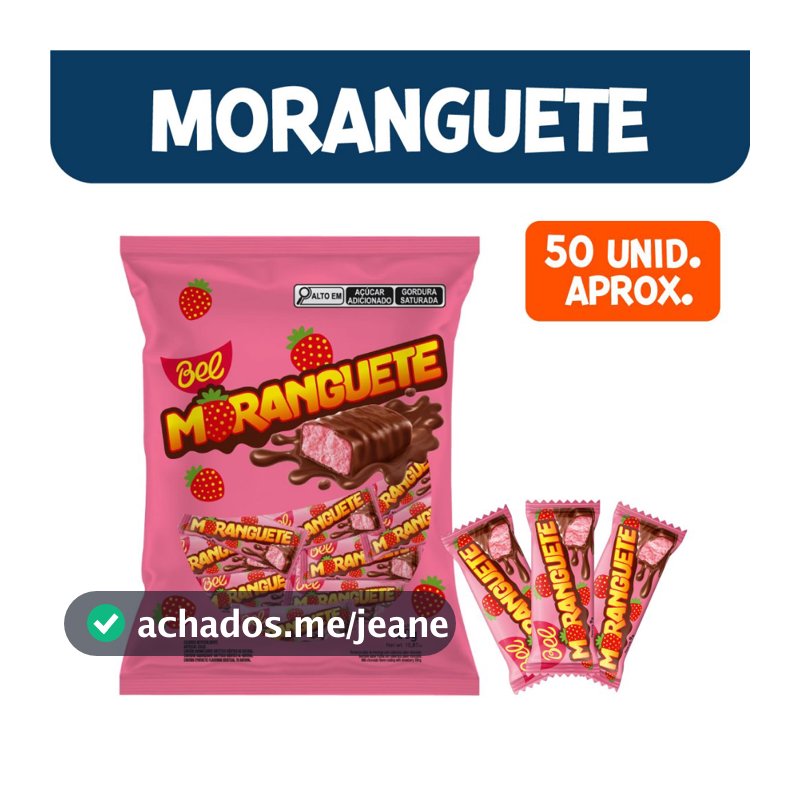 Kit 50 Bombons aprox. Bel Moranguete Sabor Nostálgico para Festas Kit Lembrancinha 450g Chocolate