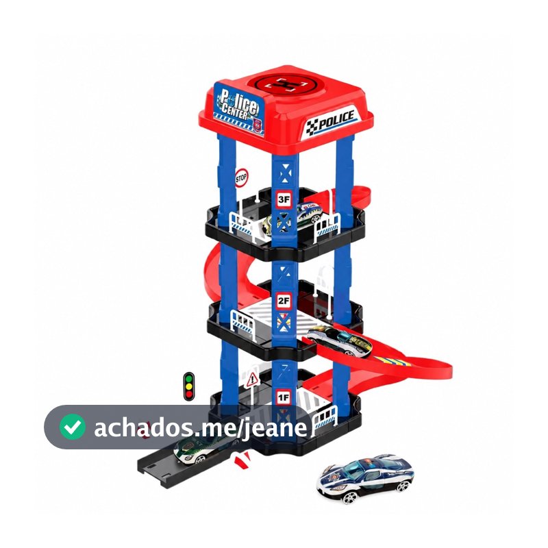 Pista De Carrinhos 3 Andares Policia Center Torre Brinquedo Infantil De Menino Didático Carro Patrulha Ação Educativa