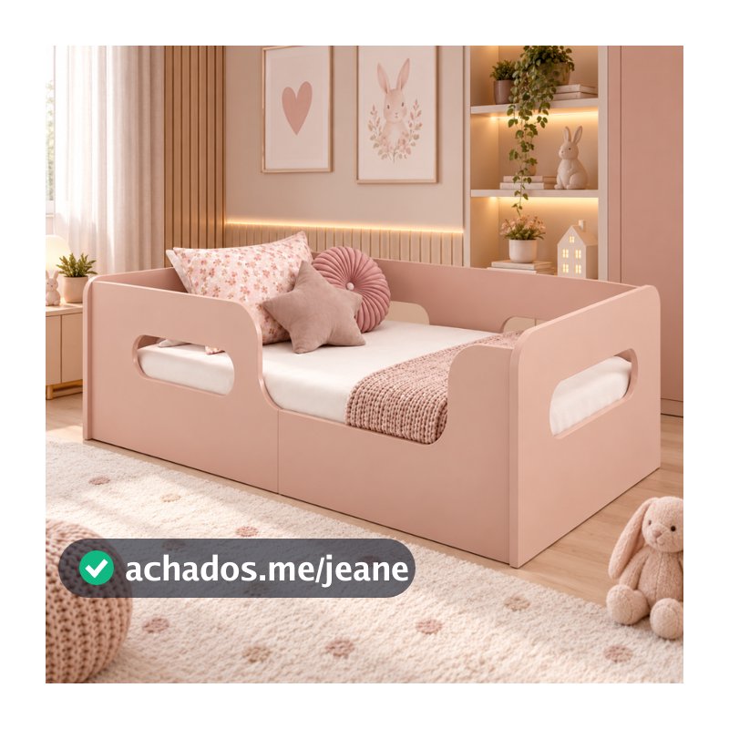 Cama Infantil Montessoriana Com ou Sem Colchão Juvenil 100% MDF Com Grade Menino ou Menina