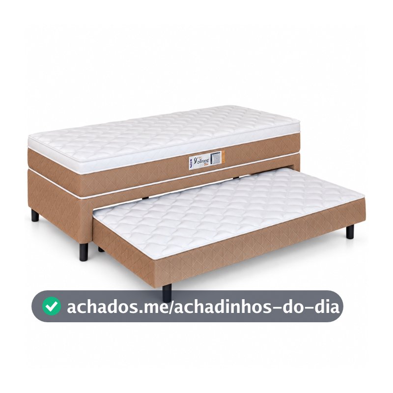 Cama Box Solteiro Com Cama Auxiliar Conjugada Espuma D28 Aspen 88x188x53cm Marrom / Branco Hellen