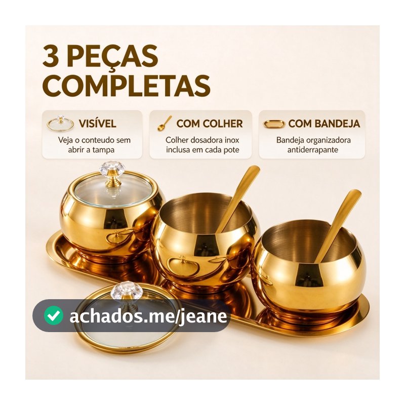 Potes Açúcar Condimentos Aço Inox 304 Cozinha Luxuoso Moderno Organizador