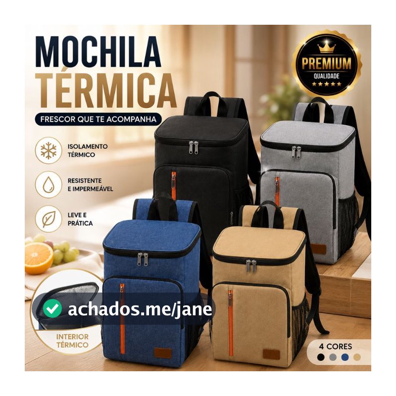 Mochila Térmica Grande Capacidade Cooler Portátil Piquenique Quente Frio Não colocar gelo ou água