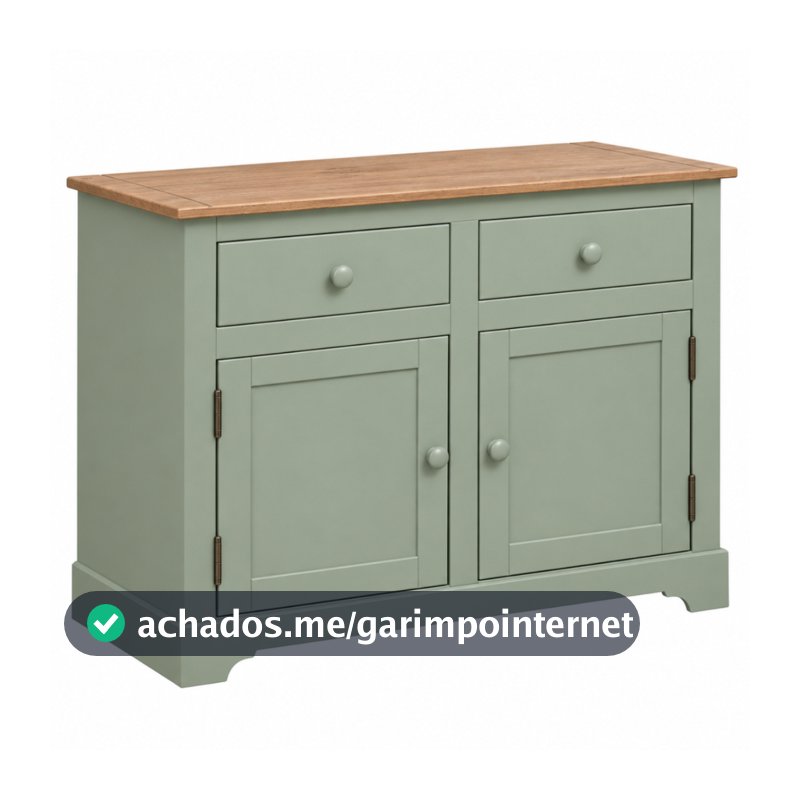 Balcão Buffet de Madeira Maciça com 2 Portas e 2 Gavetas Verde Jade - FSG915