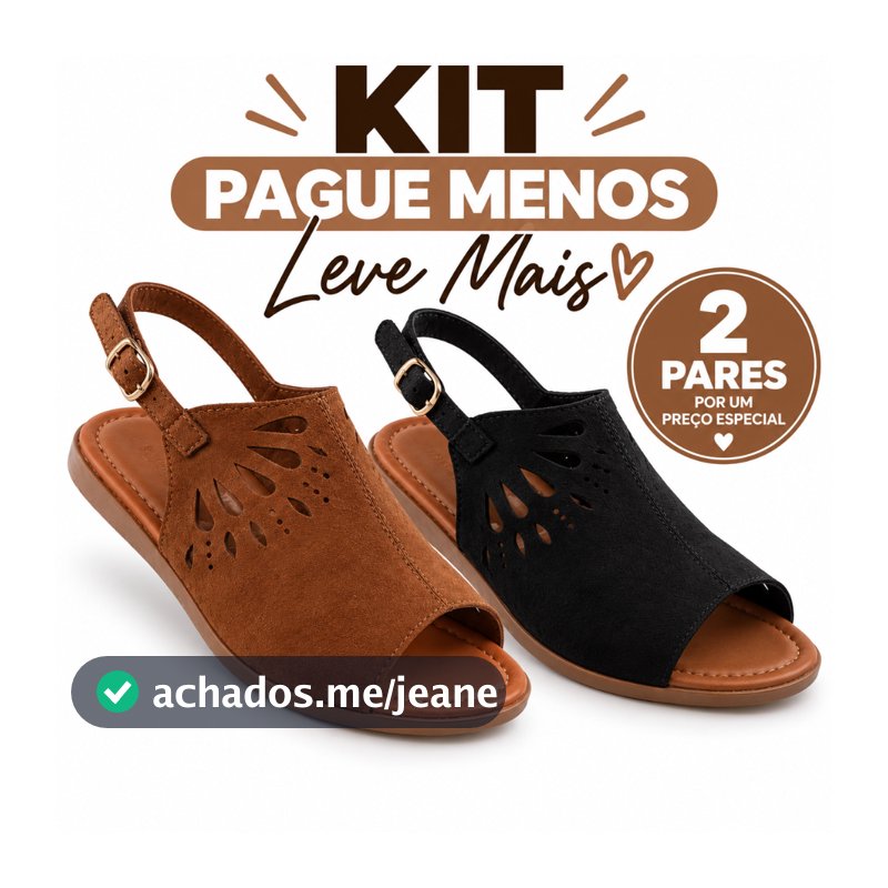 Kit 2 Sandálias Rasteiras Femininas Com Fivela Confortável Leve Casual Verão Marrom Preto Marfim Vermelho