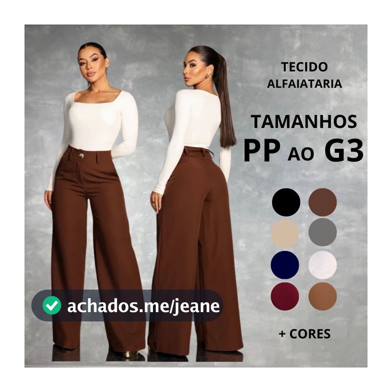 Calça Alfaiataria Pantalona Feminina  Premium COM BOLSO  Social Cintura Alta  Wide Leg Elegante Do PP ao G3 PlusSize