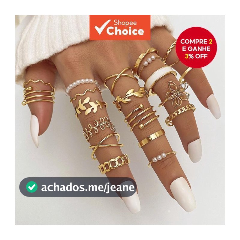 Coleção De Anéis Minimalistas De 22 Peças , Pérolas , Flores , Folhas E Designs Geométricos , Conjunto De Joias Feminina