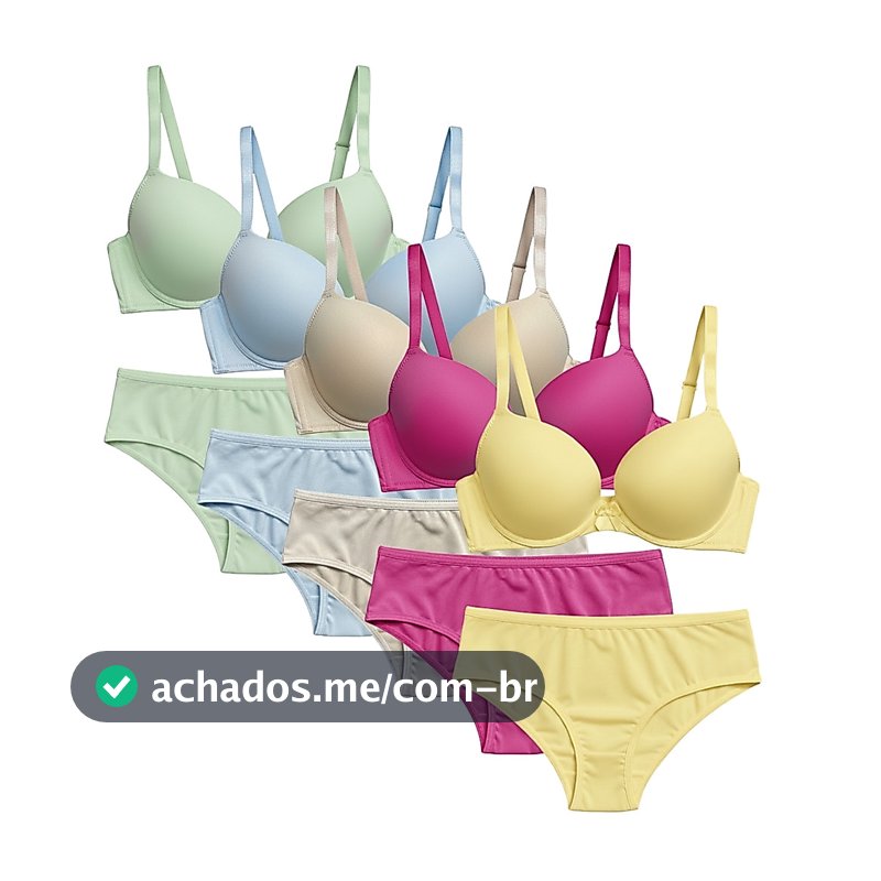 Kit 5 ou 2 Conjunto Sutiã e Calcinha Juvenil Menina Moça Sutiã Com Bojo Confortável Algodão