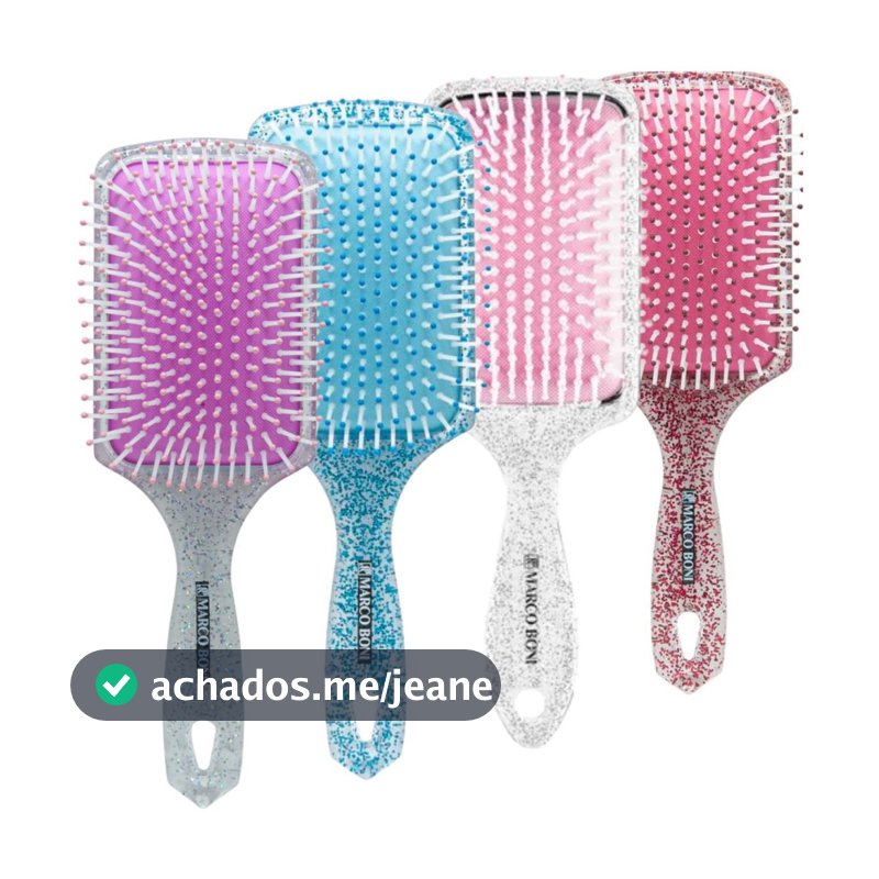 Escova de cabelo Raquete Almofadada Marco Boni Glitter