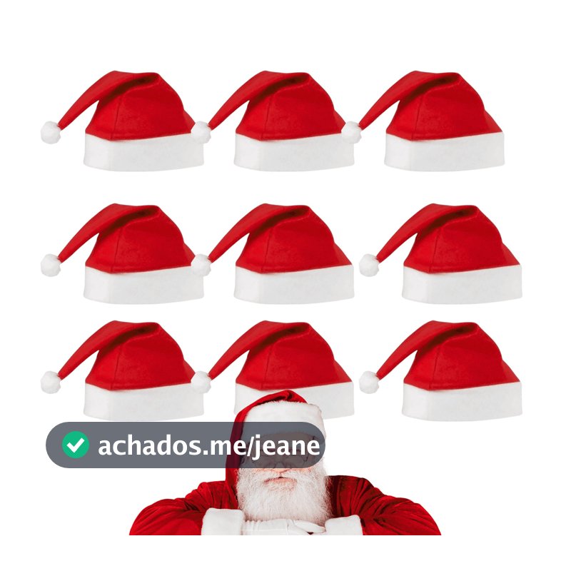 Kit 10/20/30 Gorro Touca de Natal Feltro Papai Noel -  Decoração Festiva Luxuosa para Natal