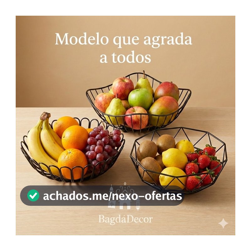 Fruteira Decorativa Preta com Base de Bambu –  Modelos Modernos para Cozinha e Mesa