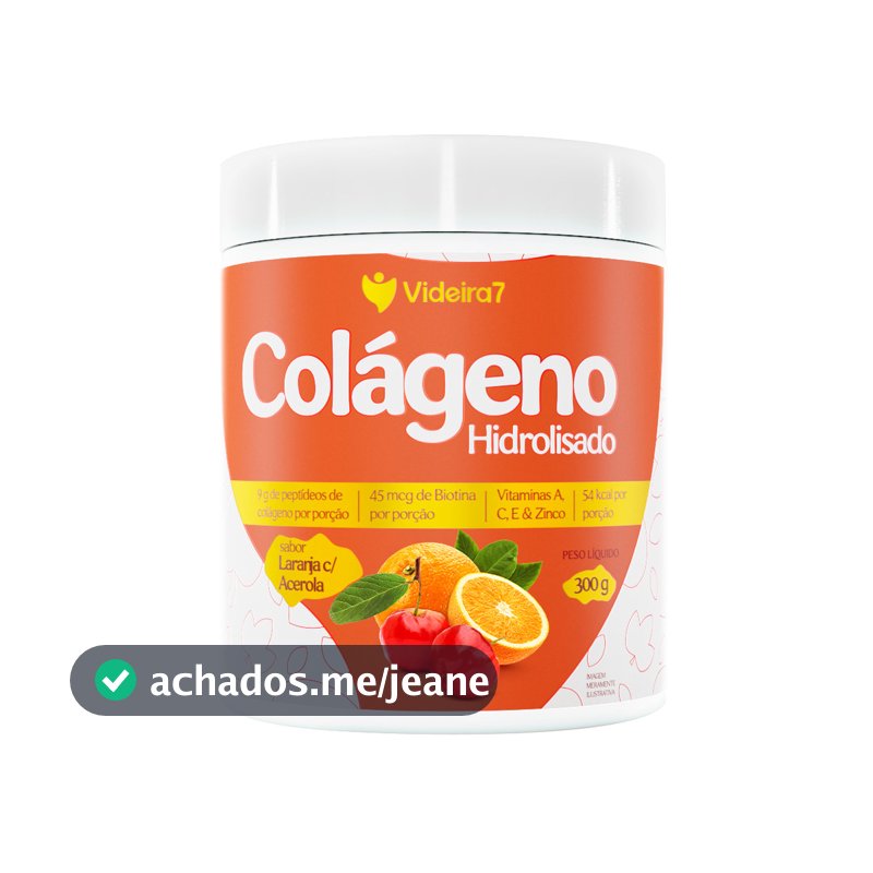 Colágeno Hidrolisado + Vitaminas, Minerais e Biotina – Sabor Laranja com Acerola 300g
