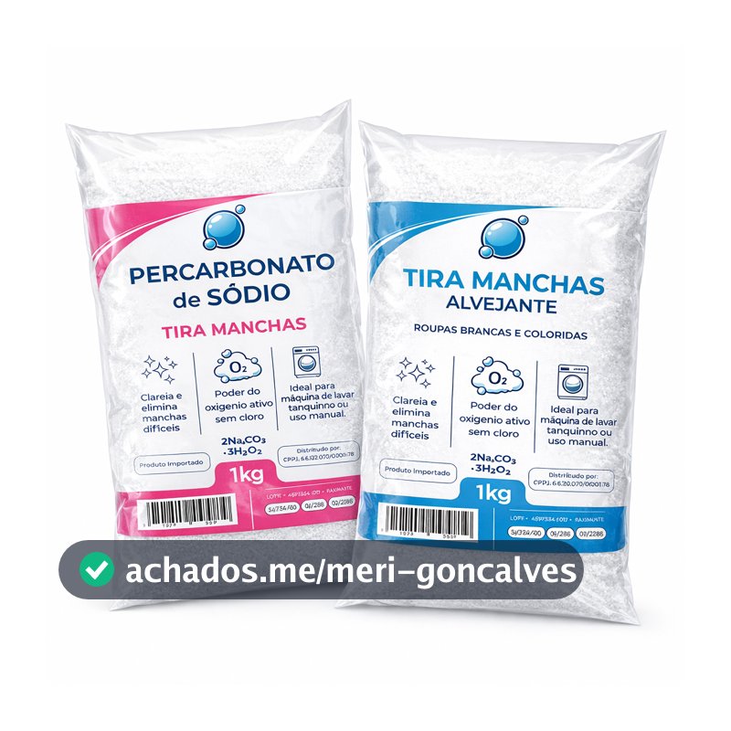 Tira Manchas Alvejante 1kg E Percarbonato de Sódio 1kg Remove Manchas