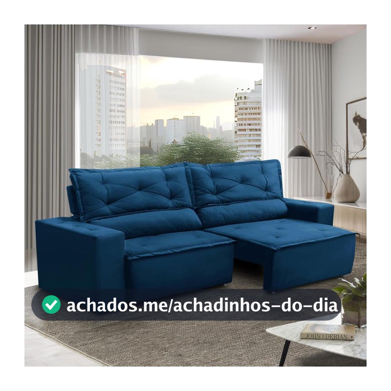 Sofá Retrátil e Reclinável 3 lugares com Molas 1,80m Livia Suede Adonai Estofados