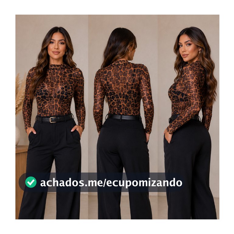 Body de Tule Feminino Oncinha Animal Print Moda Blogueira Inverno