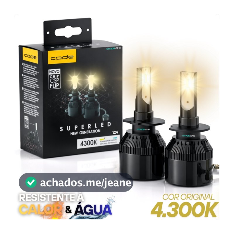 Kit Par Lâmpada Ultra Led Tech One 4300k Super Led Code 12v H1 H3 H4 H7 H8 H9 H11 H16 H27 HB3 HB4