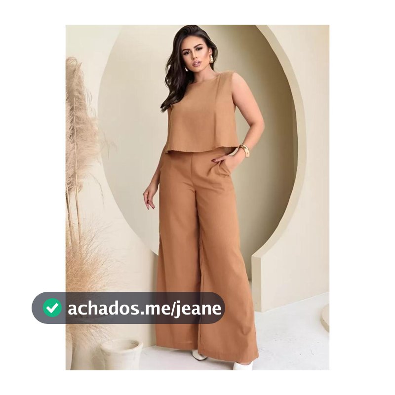 Conjunto Linho Pantalona Alfaiataria Calça e Regata Social Elegante Moda Casual Feminino Eloquencia