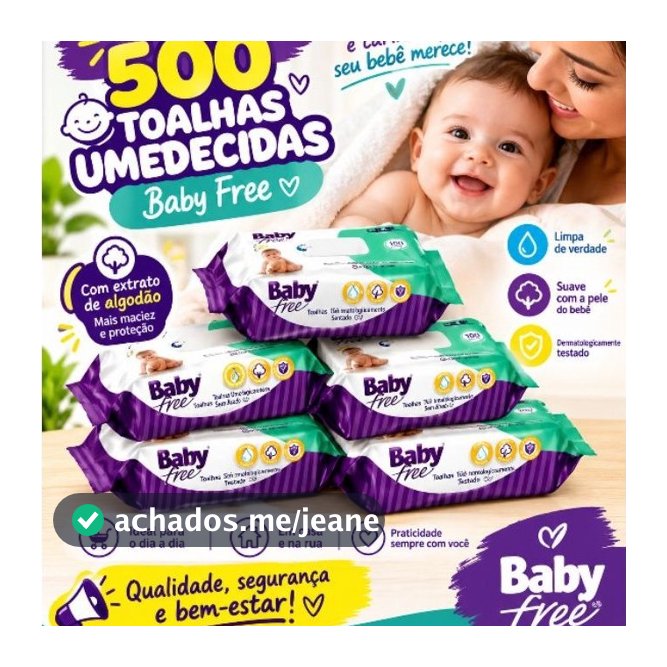 PROMO BLACK  FRIDAY-KIT COM 5 PACOTES TOALHAS UMEDECIDAS/LENÇOS BABY FREE C/100