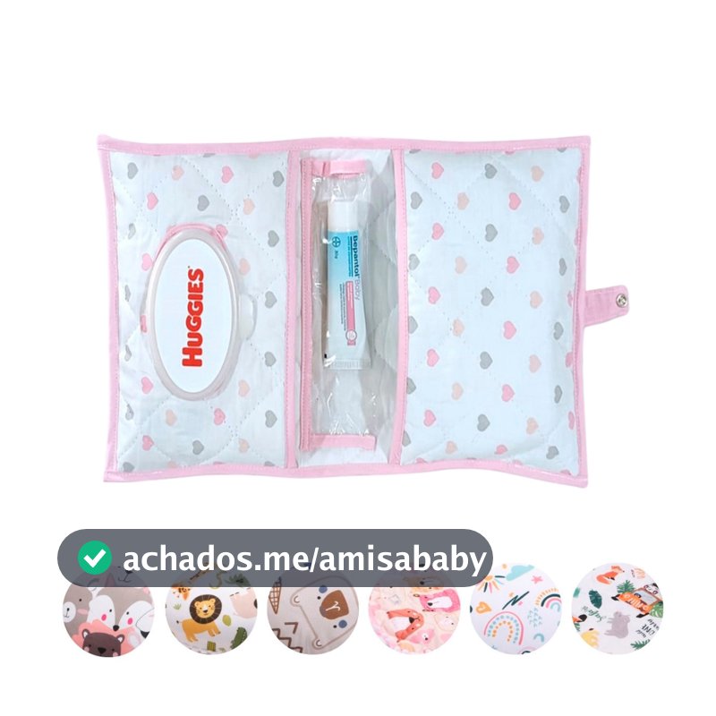 Porta Fralda Lenço Umedecido Pomada Portátil Para Bebê Menina Menino