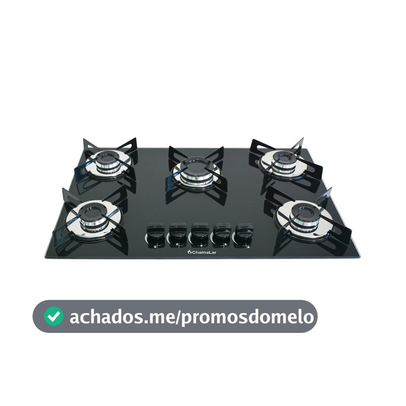 Fogão Cooktop Premium Gás 5 Bocas Ultra Chama 127v/220v Preto