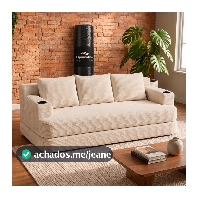 Sofá Para Sala Porta Copos Embutido Tecido Cotelê Moderno 2 Lugares Confortável Estofado Design Contemporâneo Elegante