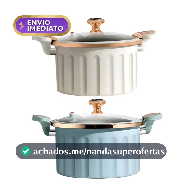 Panela de Micro Pressão Antiaderente 7 Litros Off White para Fogão a Gás