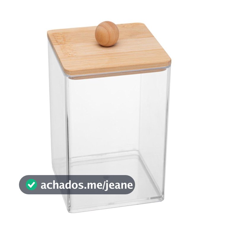 Organizador My Box 7,1cm x 11,5cm Lyor com Tampa de Bambu para Algodão Bijuterias Cápsulas Acessórios Banheiro Casa Útil