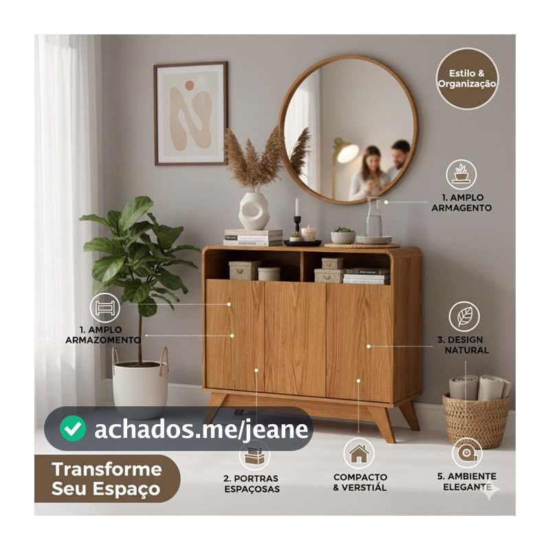 Aparador Buffet Eccos Homme 3 Portas Retrô Classico Sala de Estar - PROMOÇÃO