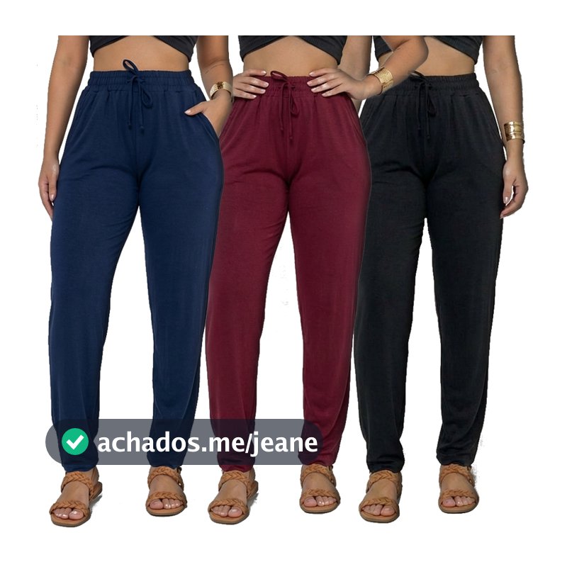 Calça Feminina Malha Viscolycra Premium Soltinha com Bolsos Linha Original